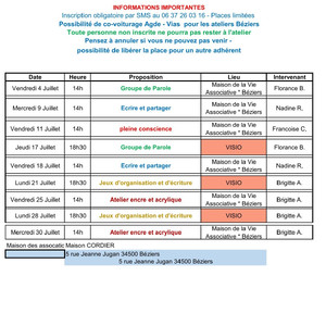 Planning Juillet Béziers Image 1